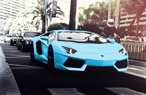 Sky blue Lambo.