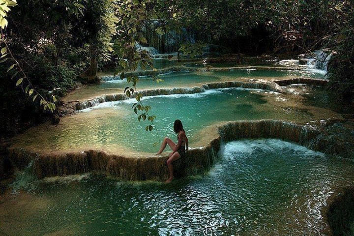 Erawan Waterfall in Thailand.