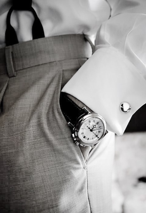 Essentials. Always wear cufflinks and great watches.