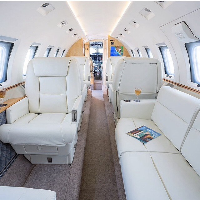 Private jet interior.