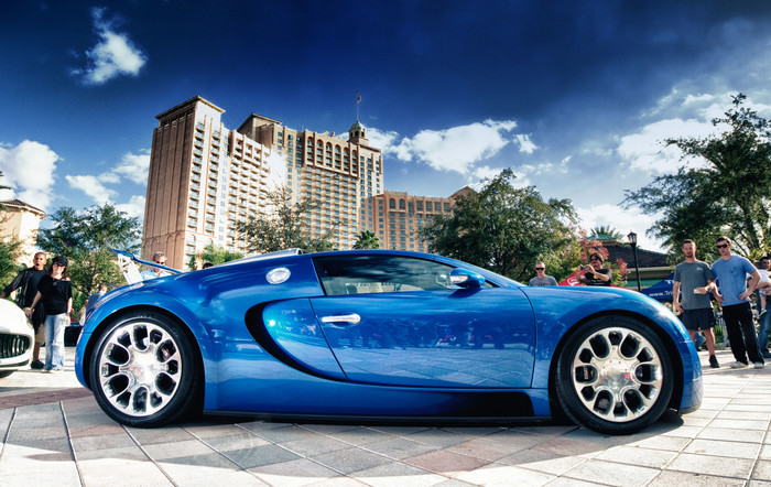 Blue Bugatti Veyron.