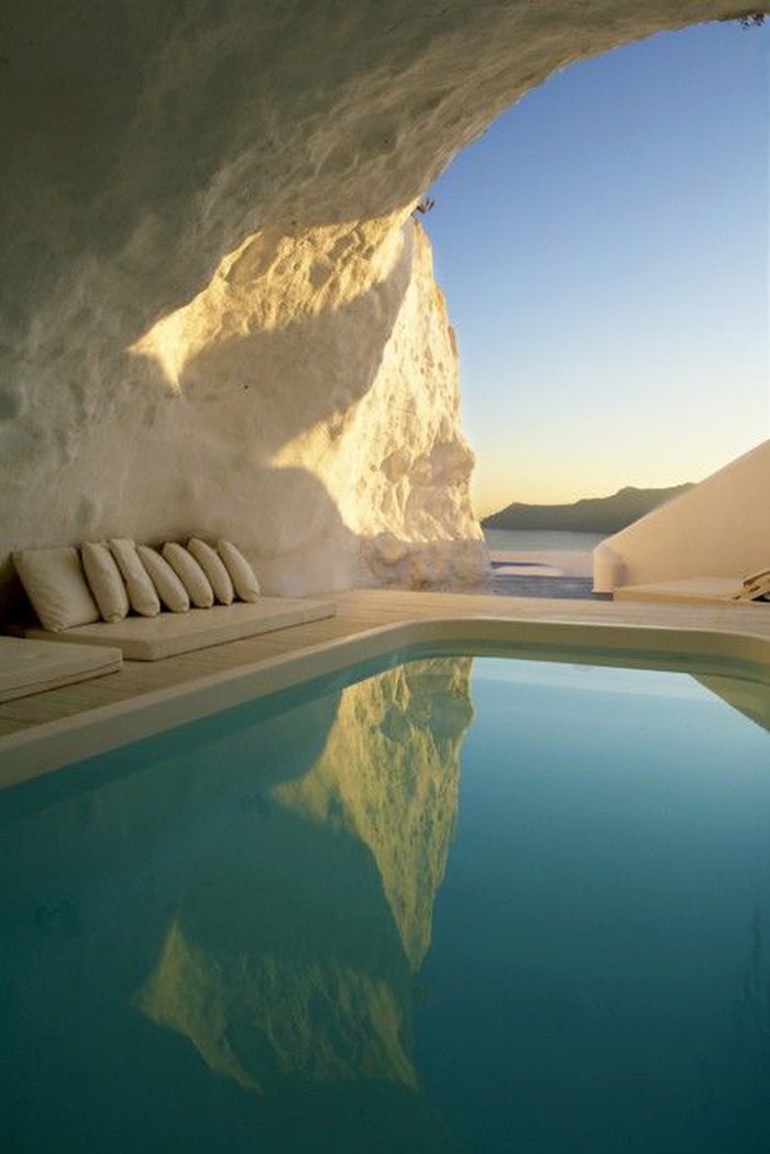 Amazing pool in Santorini, Greece.