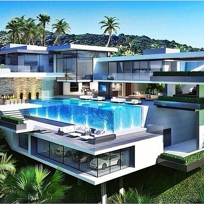 Epic hillside mansion.