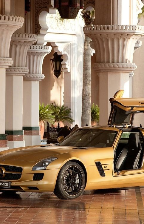 Mercedes Benz SLS AMG Desert Gold.