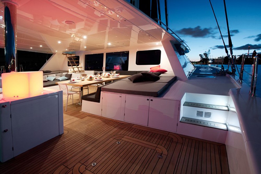 Carbon-fiber sailing yacht, the Sunreef 80 Levante.