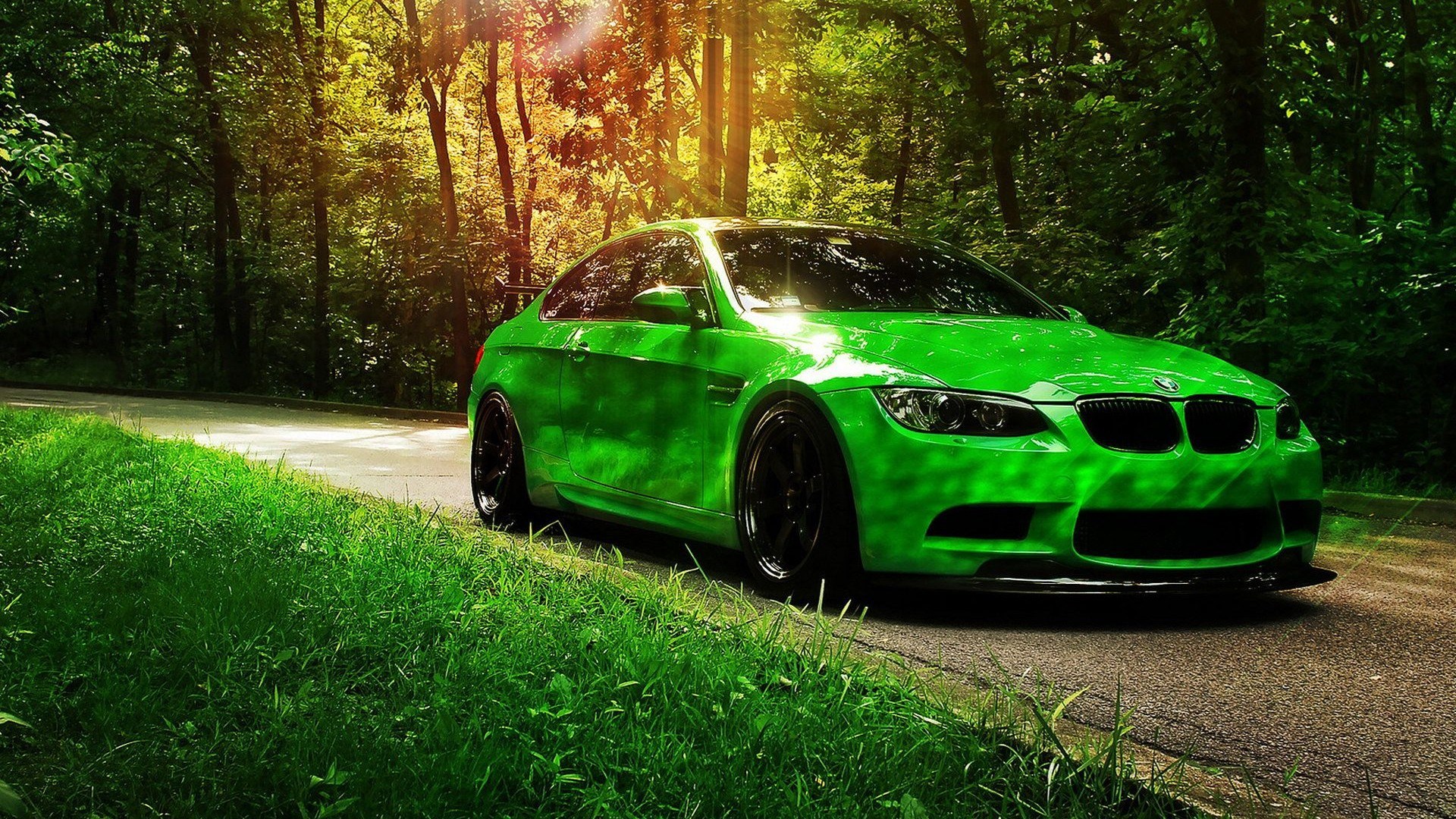 Green BMW. 