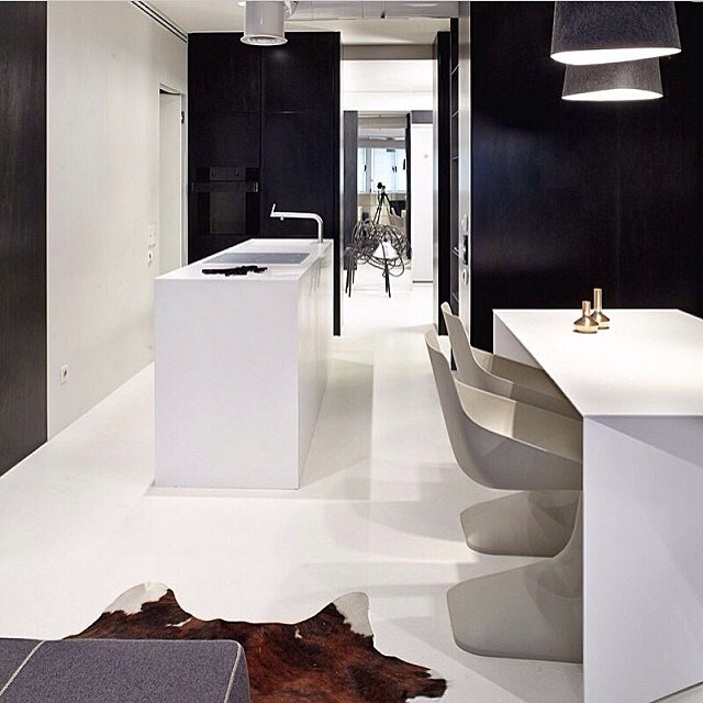 Black and white interior design.