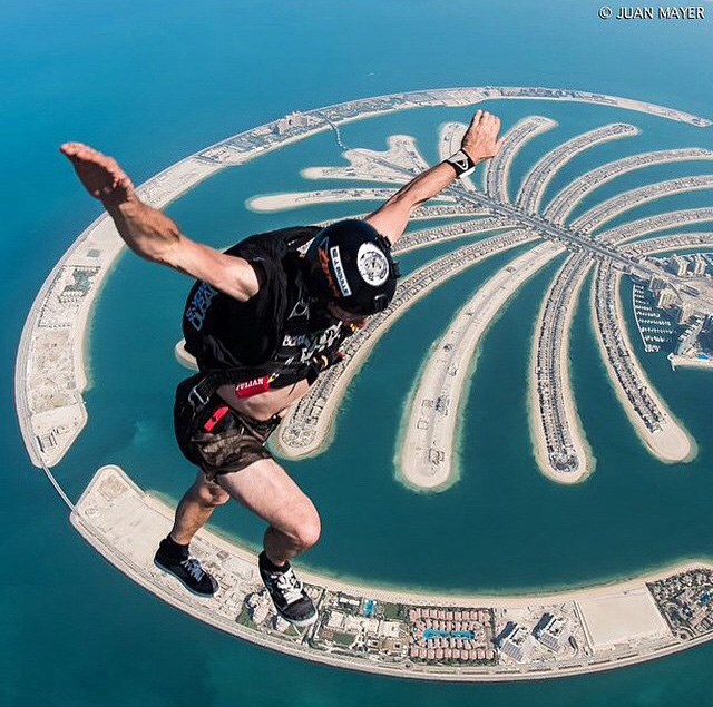 Skydiving over The Palm in Dubai.