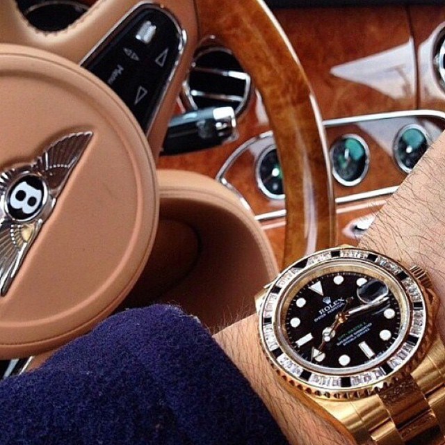 Rolex GMT-Master II and Bentley Mulsanne.