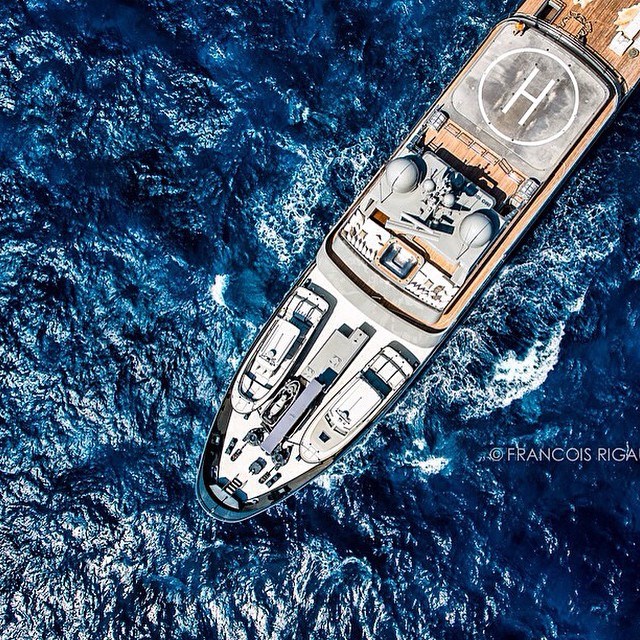 Helicopter landing on a megayacht.