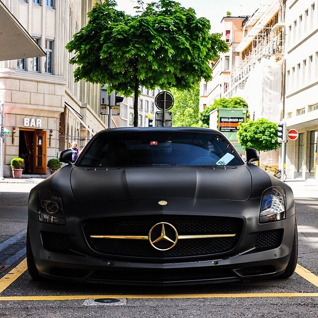 Matte black Mercedes-Benz.
