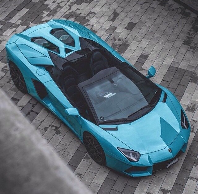 The very rare Blu Gauco Lamborghini Aventador Roadster.