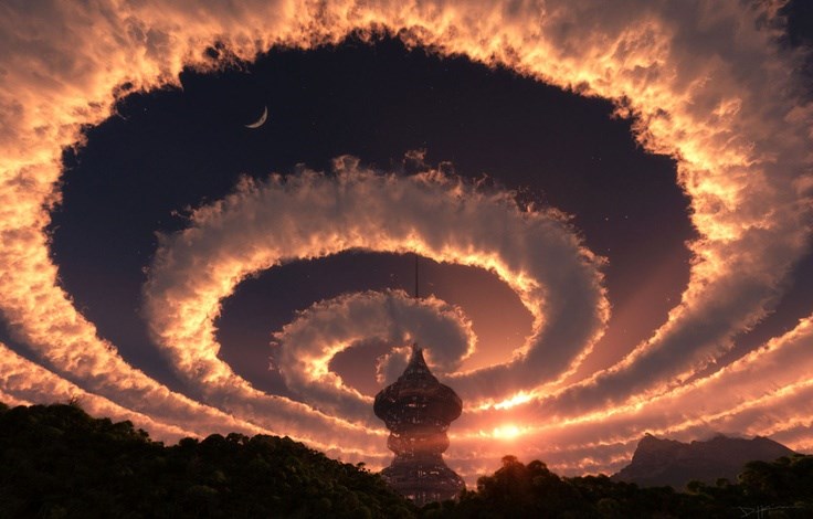 Cloud spiral in the sky