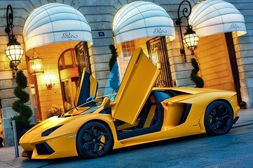 Yellow Lamborghini.