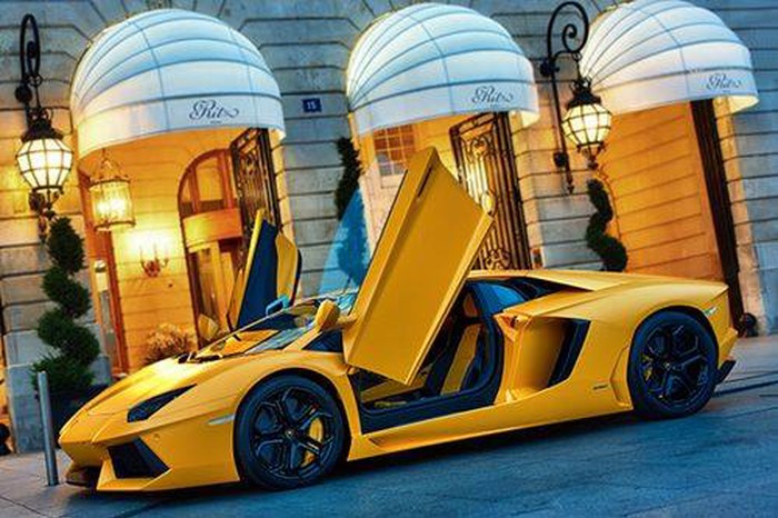Yellow Lamborghini.