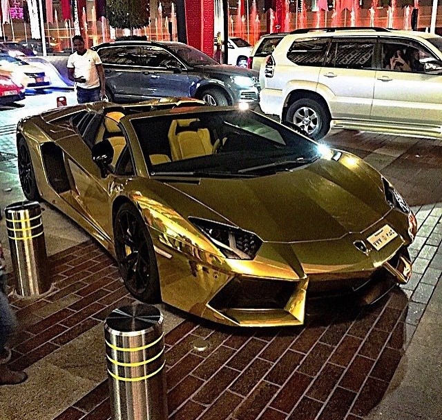 Golden Lamborghini Aventador.