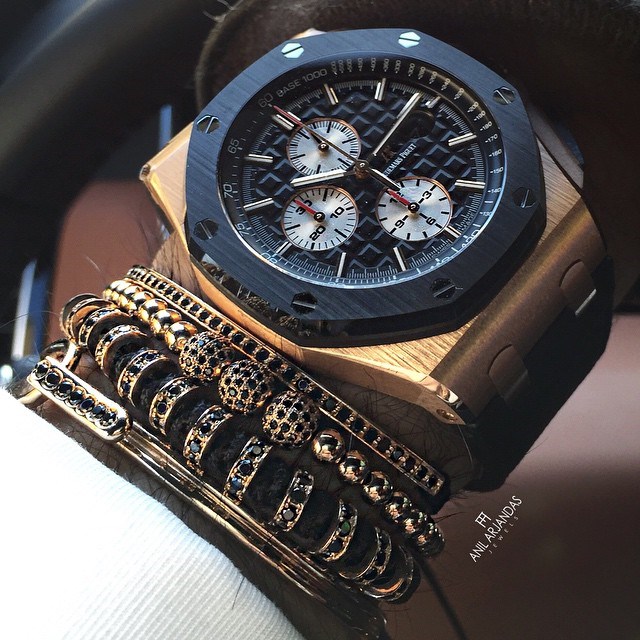 Anil Arjandas Jewels and Audemars Piguet offshore watch.