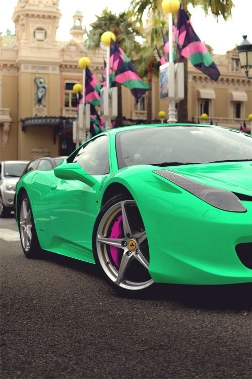 Green Ferrari.