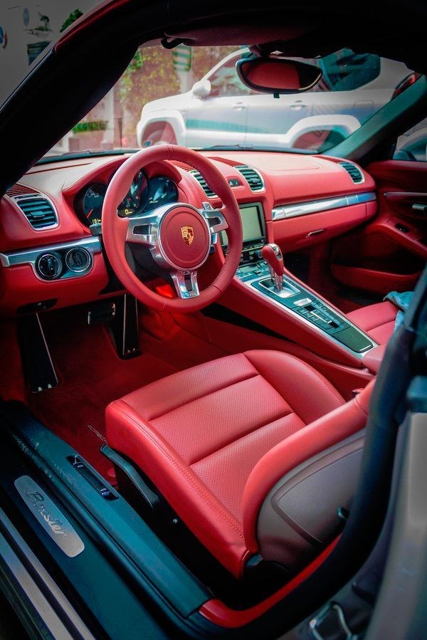 Beautiful red Porsche interior.