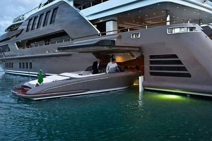 A boat...with a garage for another boat.
