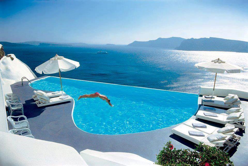 Pool with a view in Santorini 