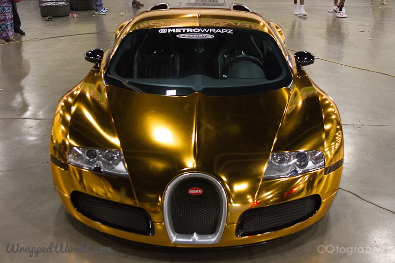 Gold Chrome Vinyl Wrapped Bugatti Veyron