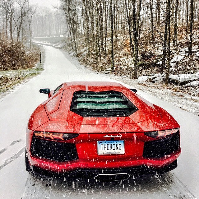 Aventador in the snow.