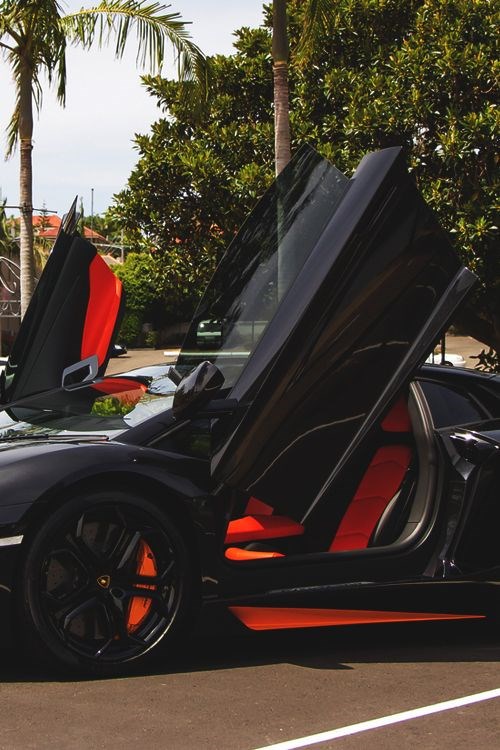Gorgeous black and orange Lambo.