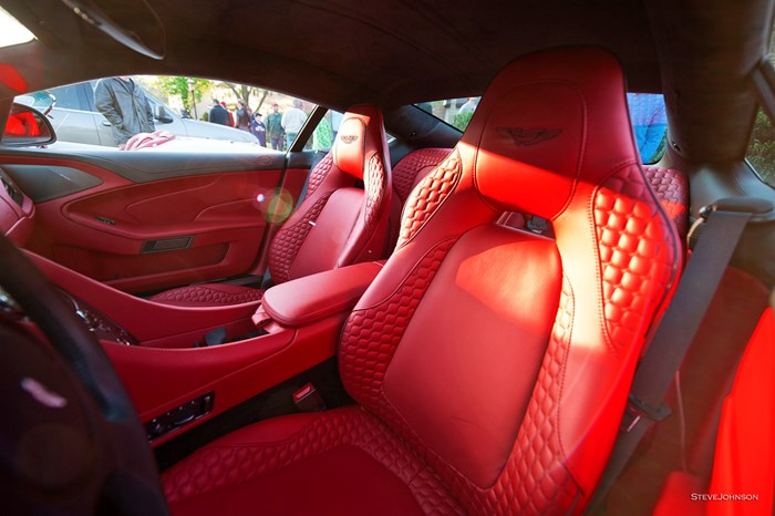 Red Aston Martin interior.