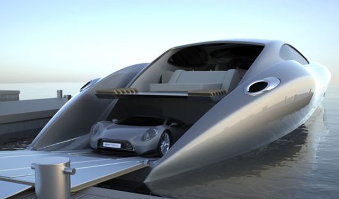 Strand Craft 122 superyacht with supercar garage.