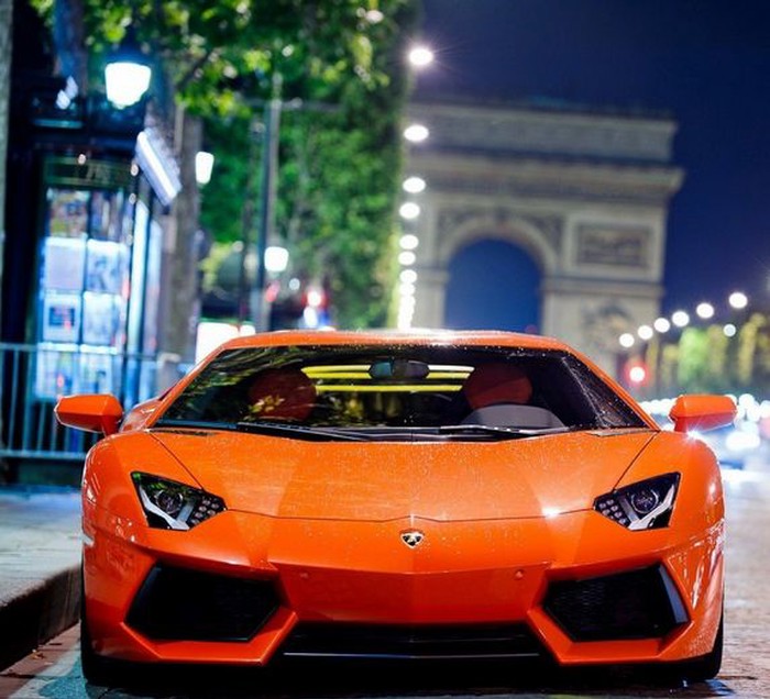 Orange Lamborghini Aventador.