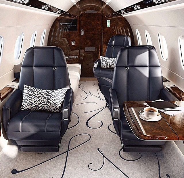 Amazing private jet interior.