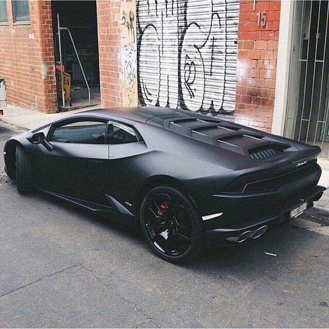 Matte black Lamborghini.