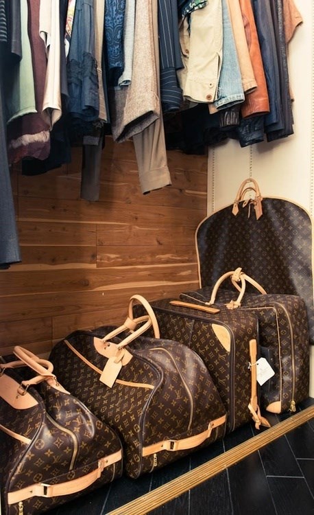 Louis Vuitton luggage.
