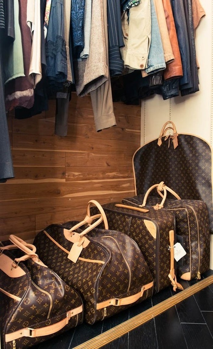 Louis Vuitton luggage.