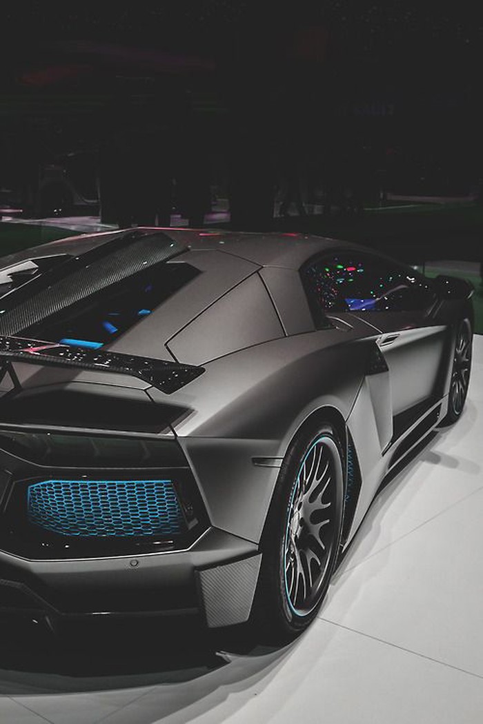 Matte black Lamborghini.