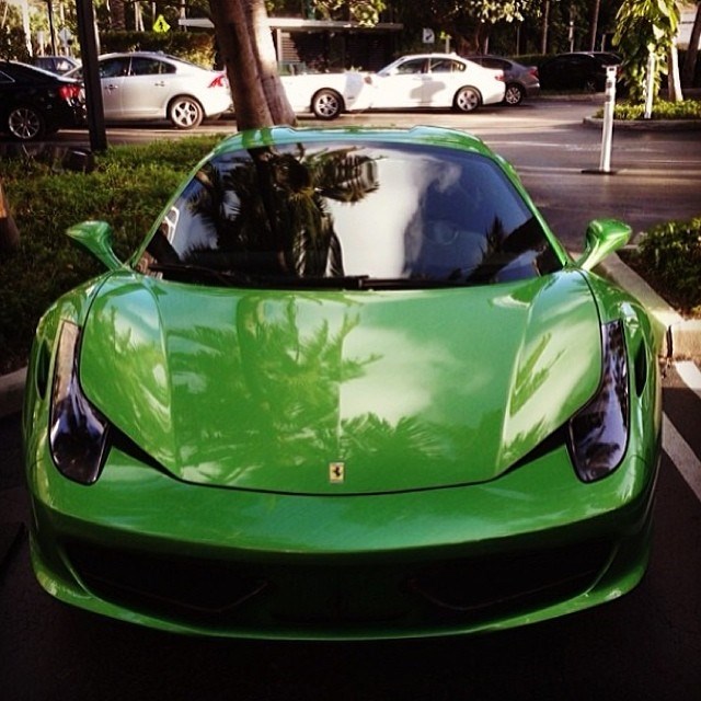 Awesome green Ferrari.