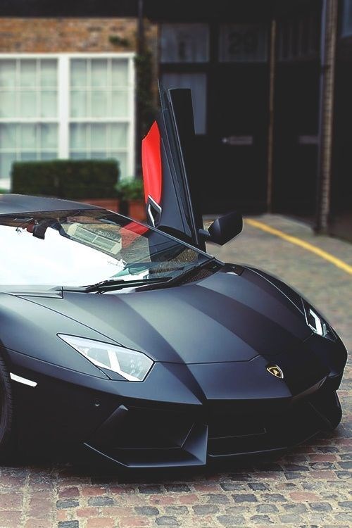 Matte black Lamborghini.