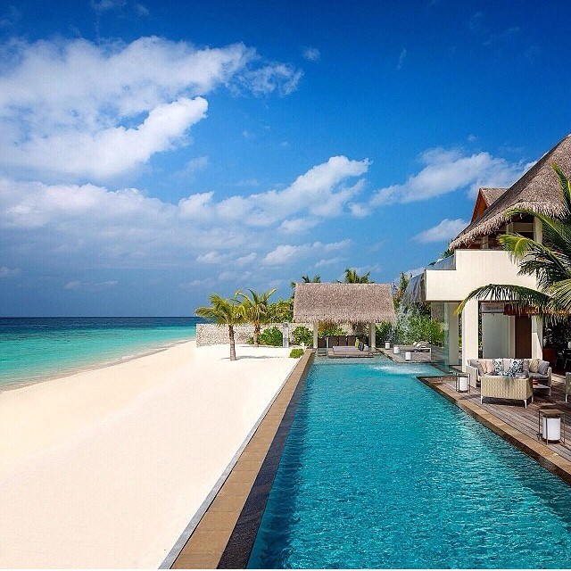 Private beach villa in Maldives.