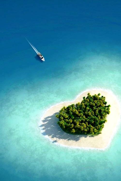 Heart shaped Tavarua Island, Fiji