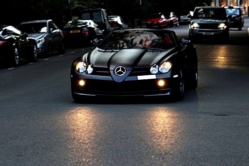 Mercedes SLR in the street.