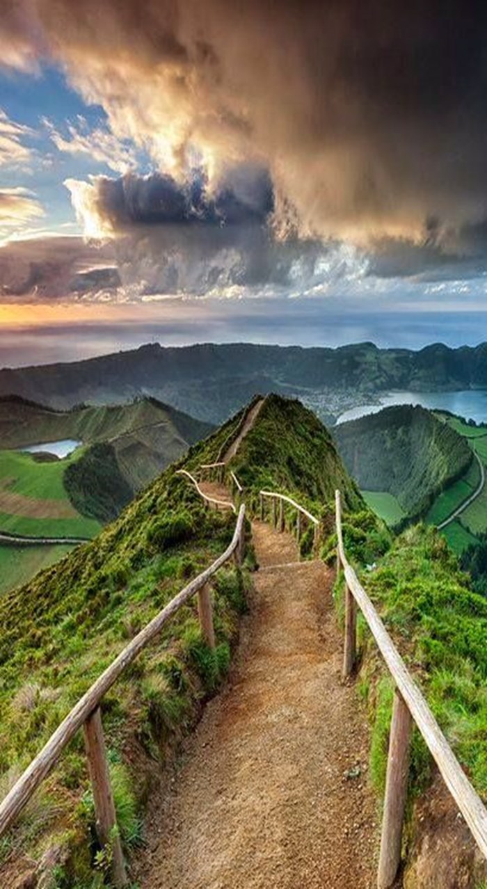 Trail at Sete Cidades Crater on Sao Miguel island.