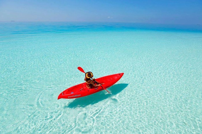 Crystal clear water in Maldives.