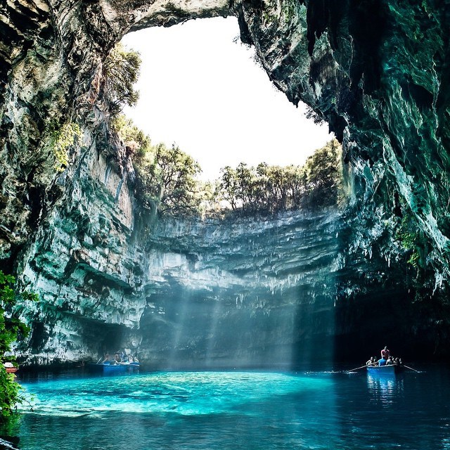 Melissani Cave in Greece.