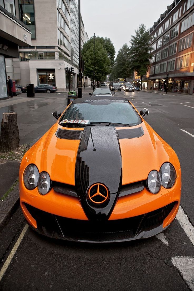 Orange Mercedes.
