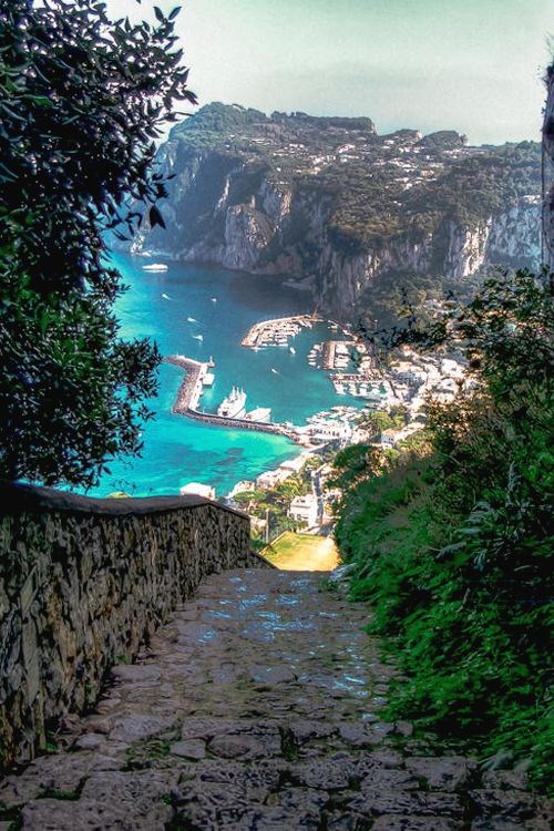 Road To Capri Harbor, Italy.