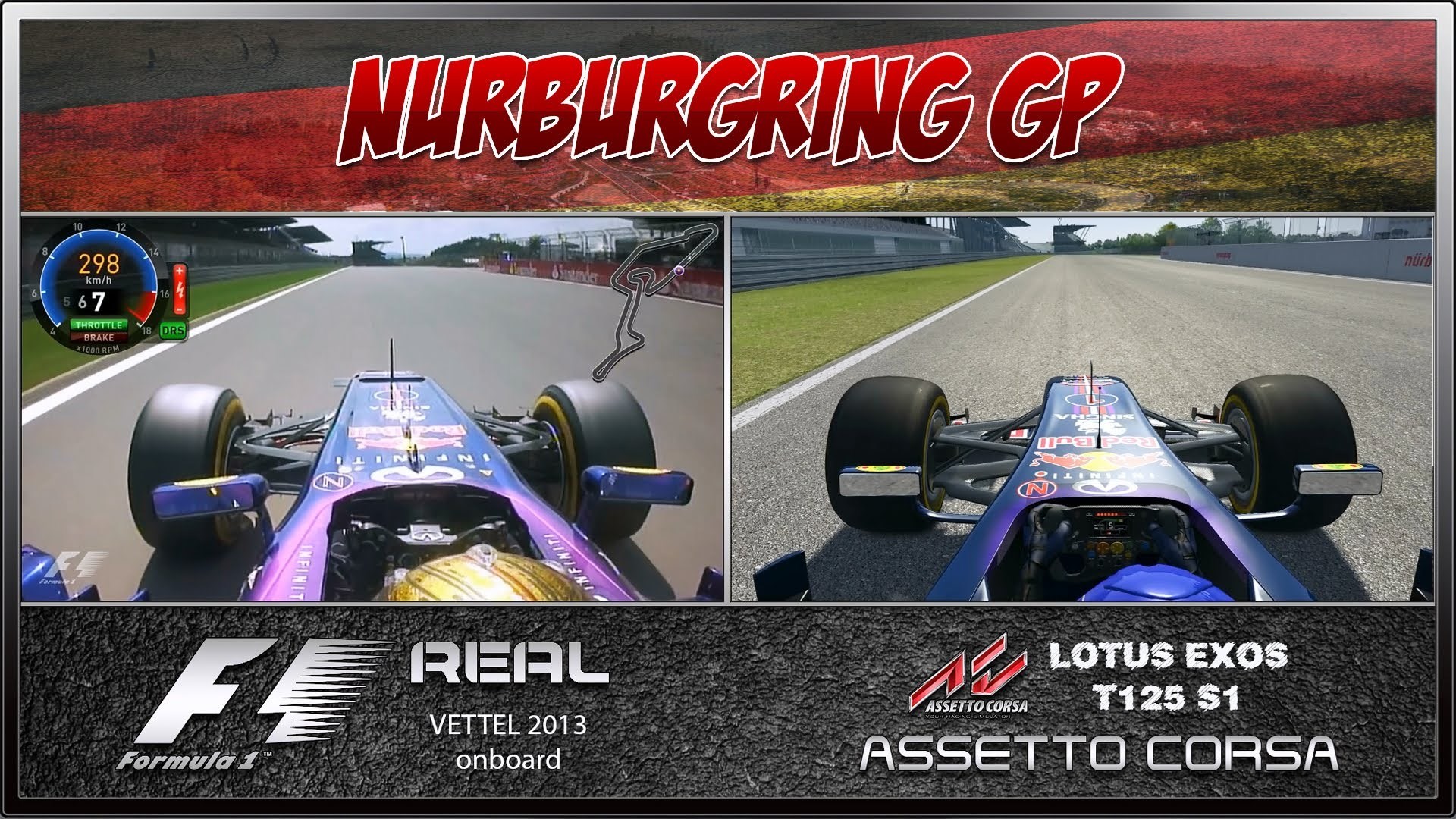 Assetto Corsa vs Real Life - Nürburgring Comparison / Lotus S1 & RB9