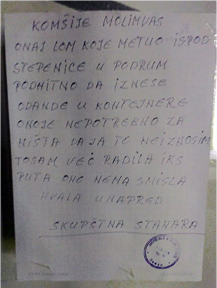 ma kakva pismenost, važno je imati pečat..:))