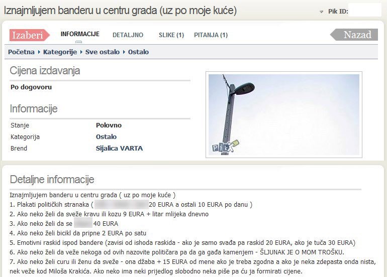 najam bandere sa vartinom sijalicom..:))