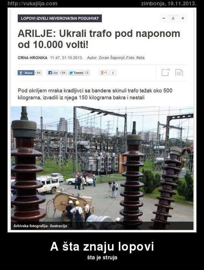 što lopovi znaju što je struja..
